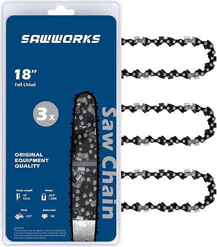 Amazon.com: 8TEN Full Chisel Chainsaw Chain 18 Inch .050 .325 74DL